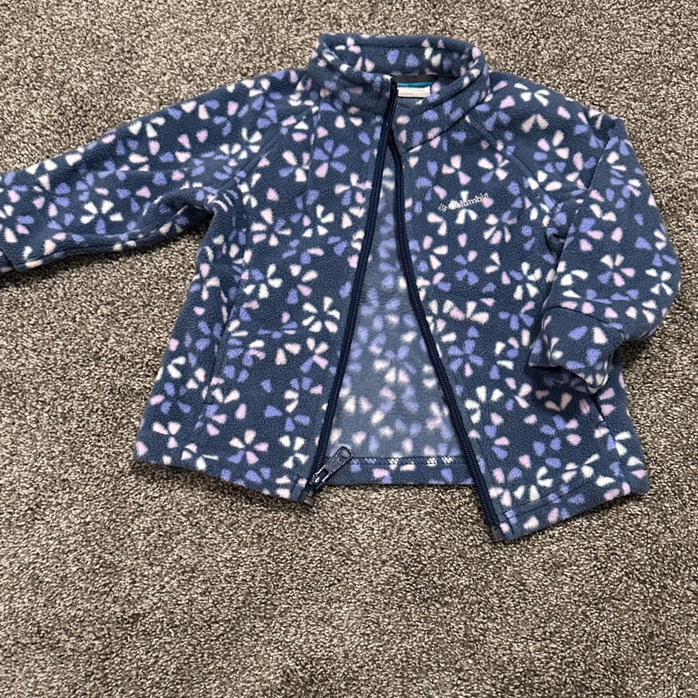 Columbia Kids Navy and Pink Floral Fleece Jacket